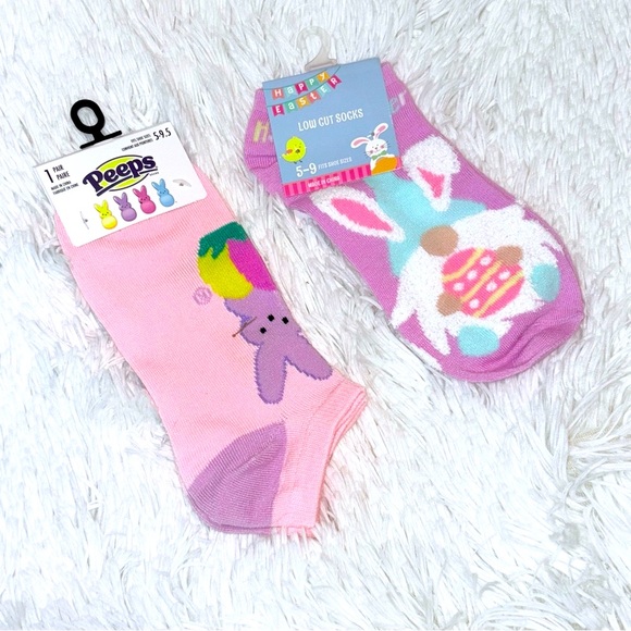 Accessories - 💛 Peeps and Gnome Pink and Purple Easter Ankle Socks NWT